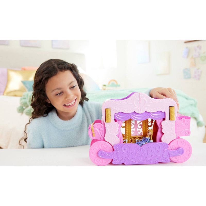 slide 2 of 6, Disney Princess Carriage to Castle Transforming Playset 18pc with Aurora Small Doll, 4 Figures & 3 Levels, 18 ct