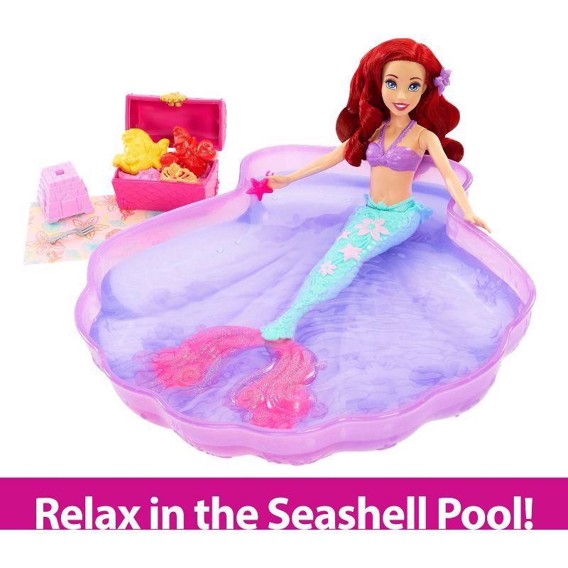 slide 4 of 6, Disney Princess 12.7" Ariel Doll Red Hair/Blue Eyes and Pool Set with Moldable Sand Inspired by Disney the Little Mermaid, 1 ct
