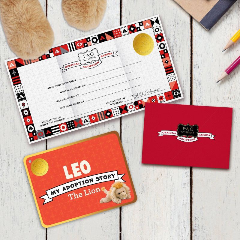 slide 3 of 7, FAO Schwarz Adopt-A-Pets Lying Lion Male 15" Stuffed Animal, 1 ct