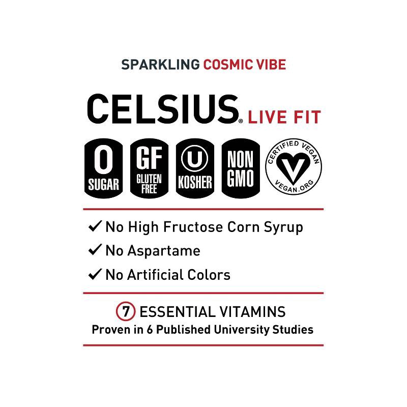 slide 4 of 4, Celsius Cosmic Vibe Sparkling Energy Drink - 12 fl oz Can, 12 fl oz