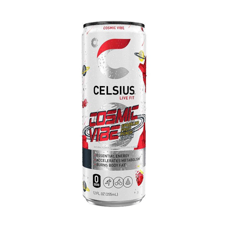 slide 5 of 5, CELSIUS Sparkling Cosmic Vibe Functional Energy Drink - 12 fl oz Can, 12 fl oz