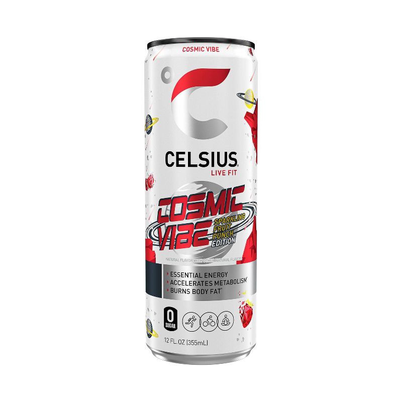 slide 1 of 4, Celsius Cosmic Vibe Sparkling Energy Drink - 12 fl oz Can, 12 fl oz