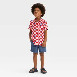 Toddler Boys' Short Sleeve Checkered Challis and Broad Cloth Set - Cat & Jack™ Red 12M