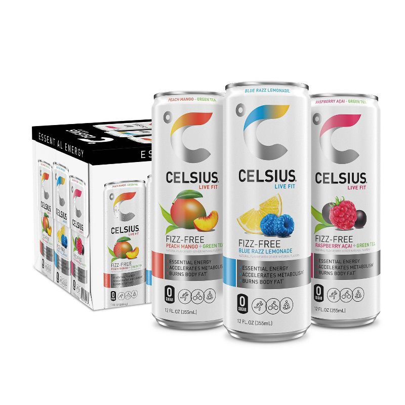 slide 1 of 4, Celsius Fizz Free Variety Pack Energy Drink - 12pk/12 fl oz Cans, 12 ct; 12 fl oz