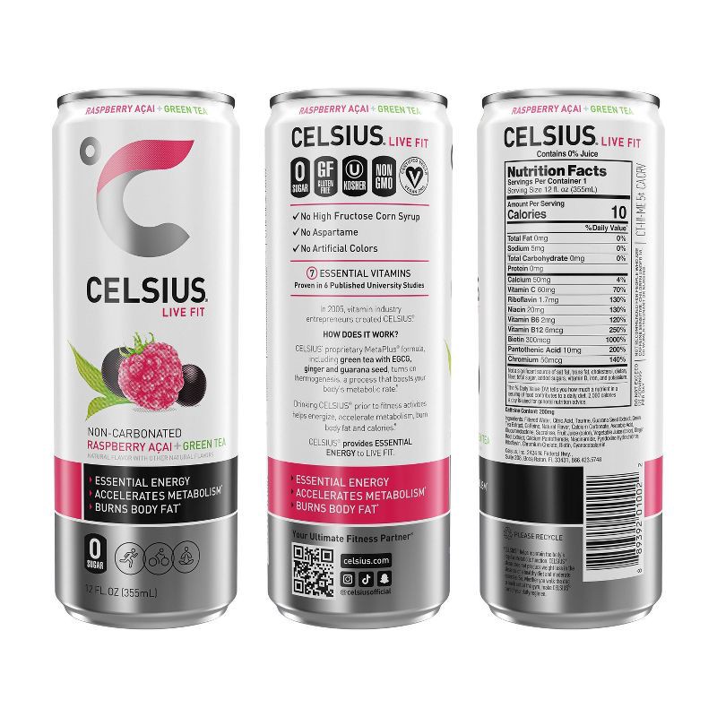 slide 4 of 4, Celsius Fizz Free Variety Pack Energy Drink - 12pk/12 fl oz Cans, 12 ct; 12 fl oz