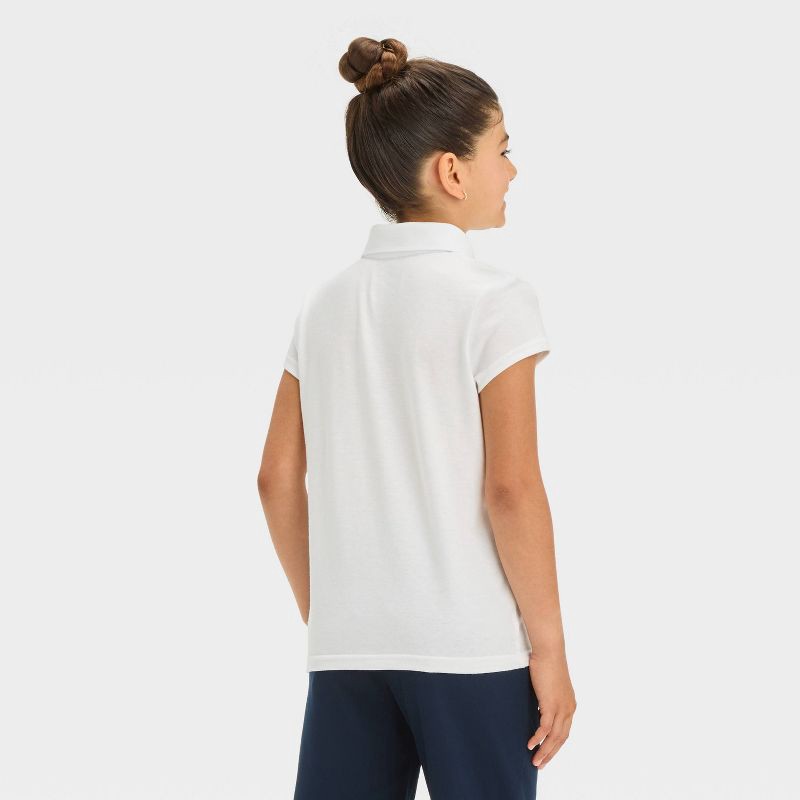 slide 2 of 3, Girls' Short Sleeve Jersey Uniform Polo Shirt - Cat & Jack™ White XL, 1 ct