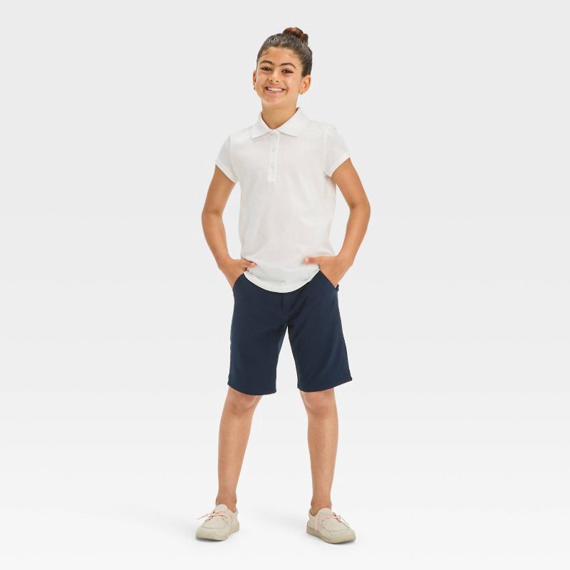 slide 3 of 3, Girls' Short Sleeve Jersey Uniform Polo Shirt - Cat & Jack™ White XL, 1 ct