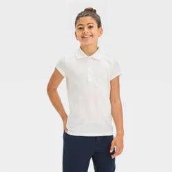 Girls' Short Sleeve Jersey Uniform Polo Shirt - Cat & Jack™ White XL