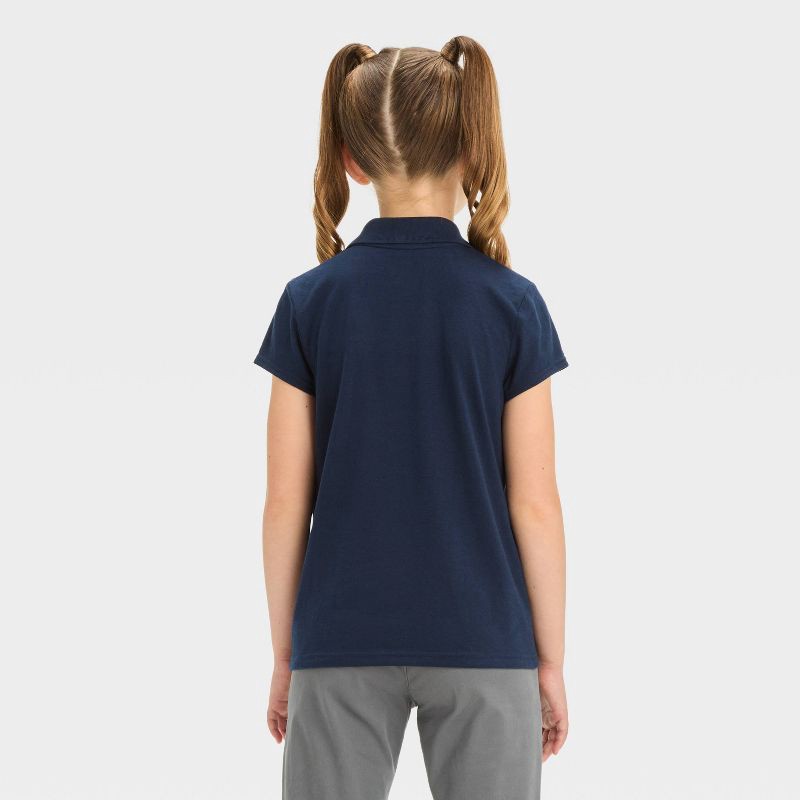 slide 2 of 3, Girls' Short Sleeve Jersey Uniform Polo Shirt - Cat & Jack™ Navy Blue M, 1 ct