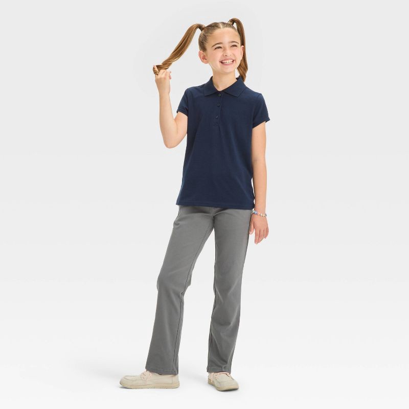slide 3 of 3, Girls' Short Sleeve Jersey Uniform Polo Shirt - Cat & Jack™ Navy Blue M, 1 ct
