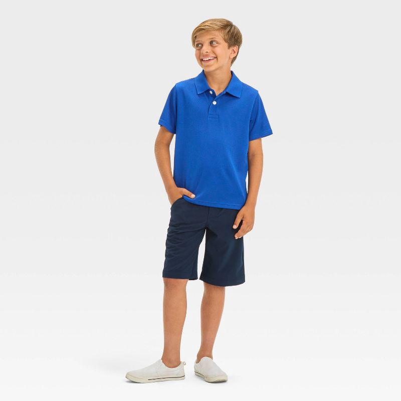 slide 3 of 3, Boys' Short Sleeve Performance Uniform Polo Shirt - Cat & Jack™ Blue XL: School Apparel, Collared Pullover, 1 ct