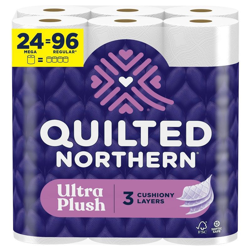 slide 1 of 9, Quilted Northern Ultra Plush Toilet Paper - 24 Mega Rolls, 1 ct