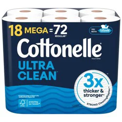 Cottonelle Ultra Clean Strong Toilet Paper - 18 Mega Rolls