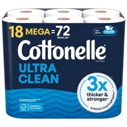 Cottonelle Ultra Clean Strong Toilet Paper - 18 Mega Rolls