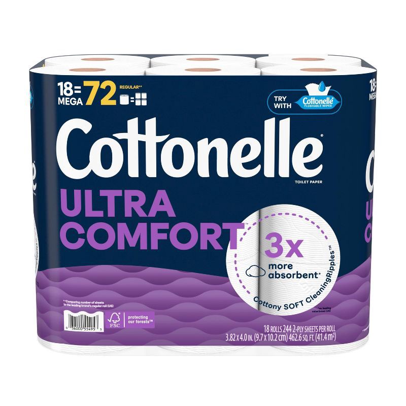 slide 2 of 8, Cottonelle Ultra Comfort Toilet Paper - 18 Mega Rolls, 1 ct