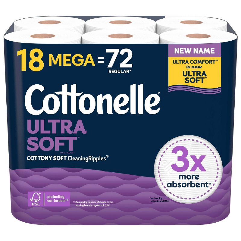 slide 1 of 8, Cottonelle Ultra Soft Toilet Paper - 18 Mega Rolls, 1 ct
