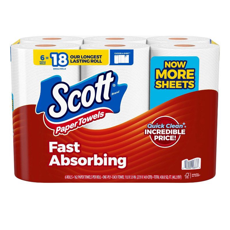 slide 2 of 8, Scott Paper Towels - 6 Triple Rolls, 1 ct