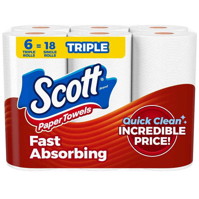 slide 1 of 8, Scott Paper Towels - 6 Triple Rolls, 1 ct