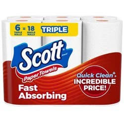 Scott Make-A-Size Paper Towels - 6 Triple Rolls - 1-Ply - 108 Sheets