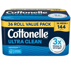 Cottonelle Ultra Clean Strong Toilet Paper - 36 Mega Rolls