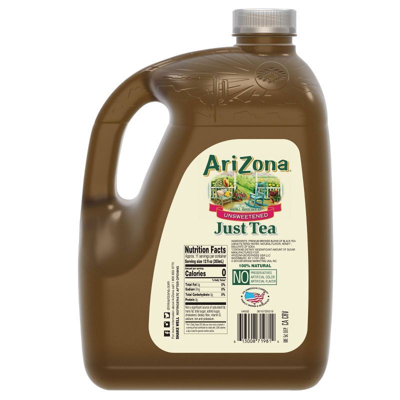 slide 2 of 3, AriZona Unsweetened Just Tea - 128 fl oz Jug, 128 fl oz