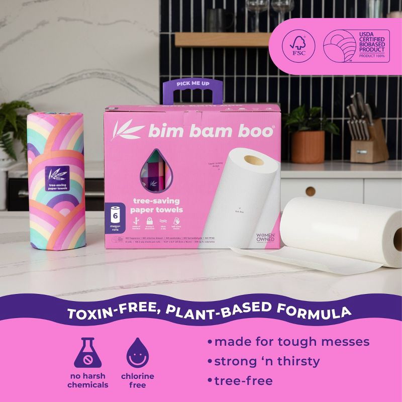slide 3 of 8, Bim Bam Boo Bamboo Paper Towels - 6pk, 6 ct