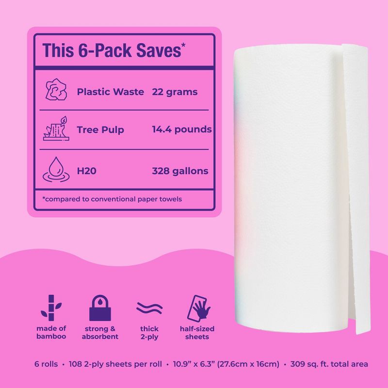 slide 4 of 8, Bim Bam Boo Bamboo Paper Towels - 6pk, 6 ct