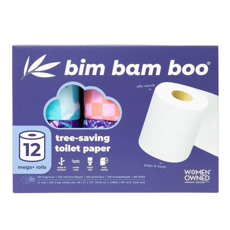slide 1 of 8, Bim Bam Boo Bamboo Bath Toilet Paper - 12pk/320ct, 12 ct, 320 ct