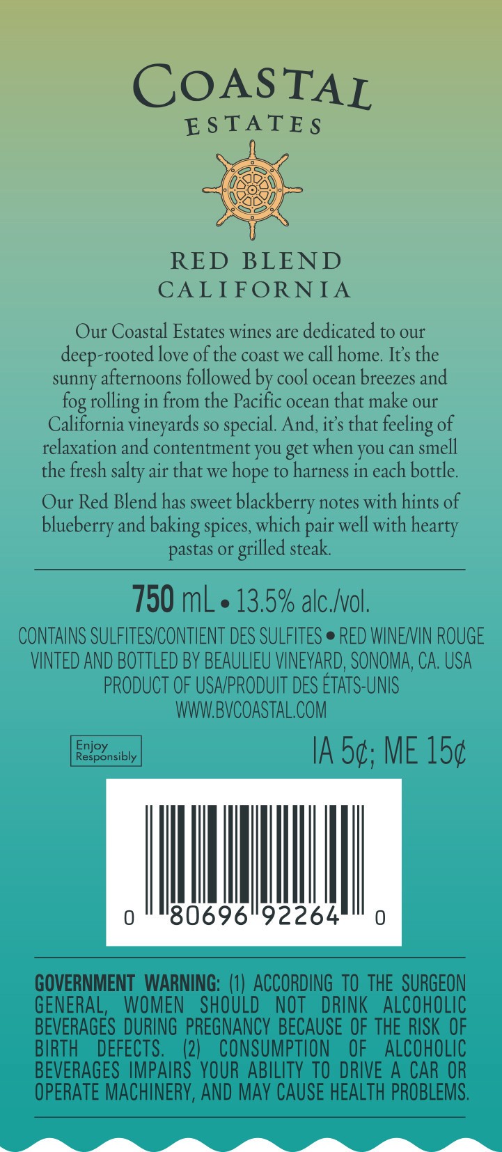 slide 3 of 4, Coastal Estates Red Wine - 750ml, California, 750 ml