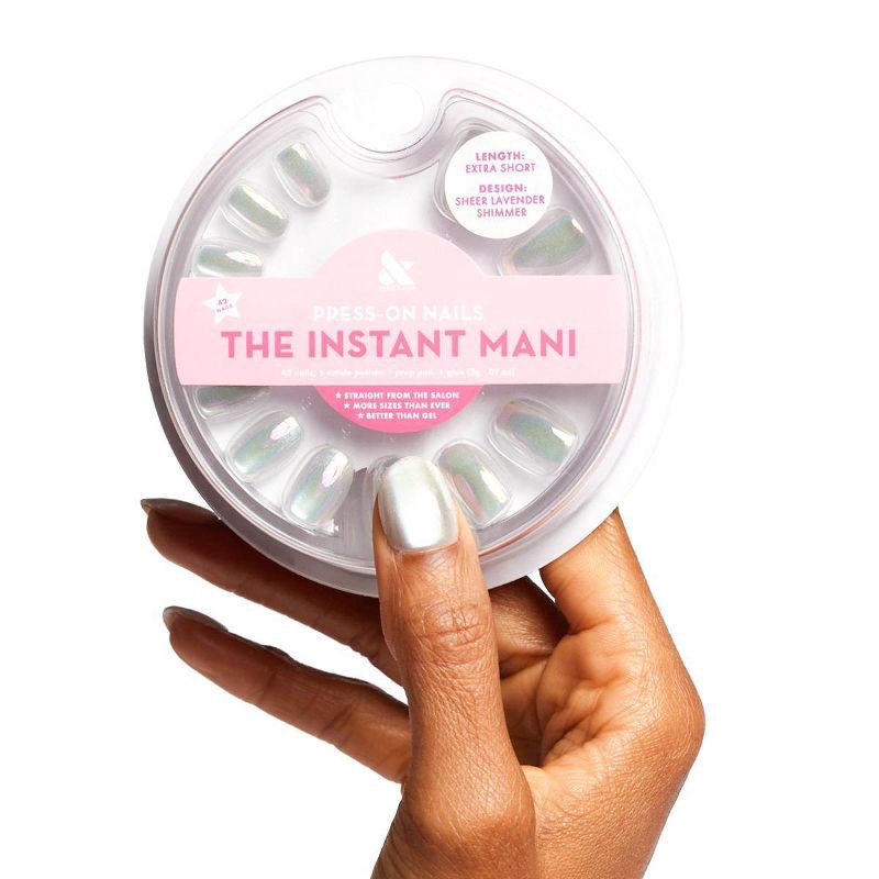 slide 2 of 6, Olive & June Press-On Fake Nails - XS Round - Sheer Lavender Shimmer - 42ct, 42 ct