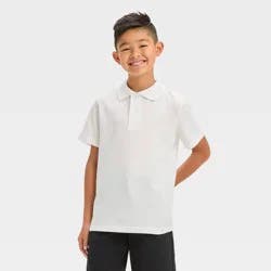Boys' Short Sleeve Jersey Uniform Polo Shirt - Cat & Jack™ White L: School Uniform Kids