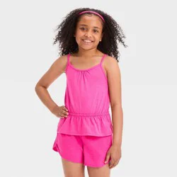 Girls' Sleeveless Peplum Knit Top - Cat & Jack™ Medium Pink S
