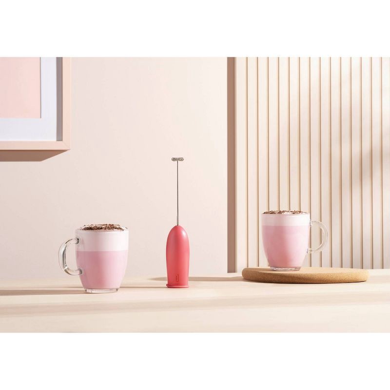 slide 5 of 5, Bodum Schiuma Milk Frother Pink: Handheld Frother Wand for Coffee, Battery-Powered Mixer, Stainless Steel & Plastic, 1 ct
