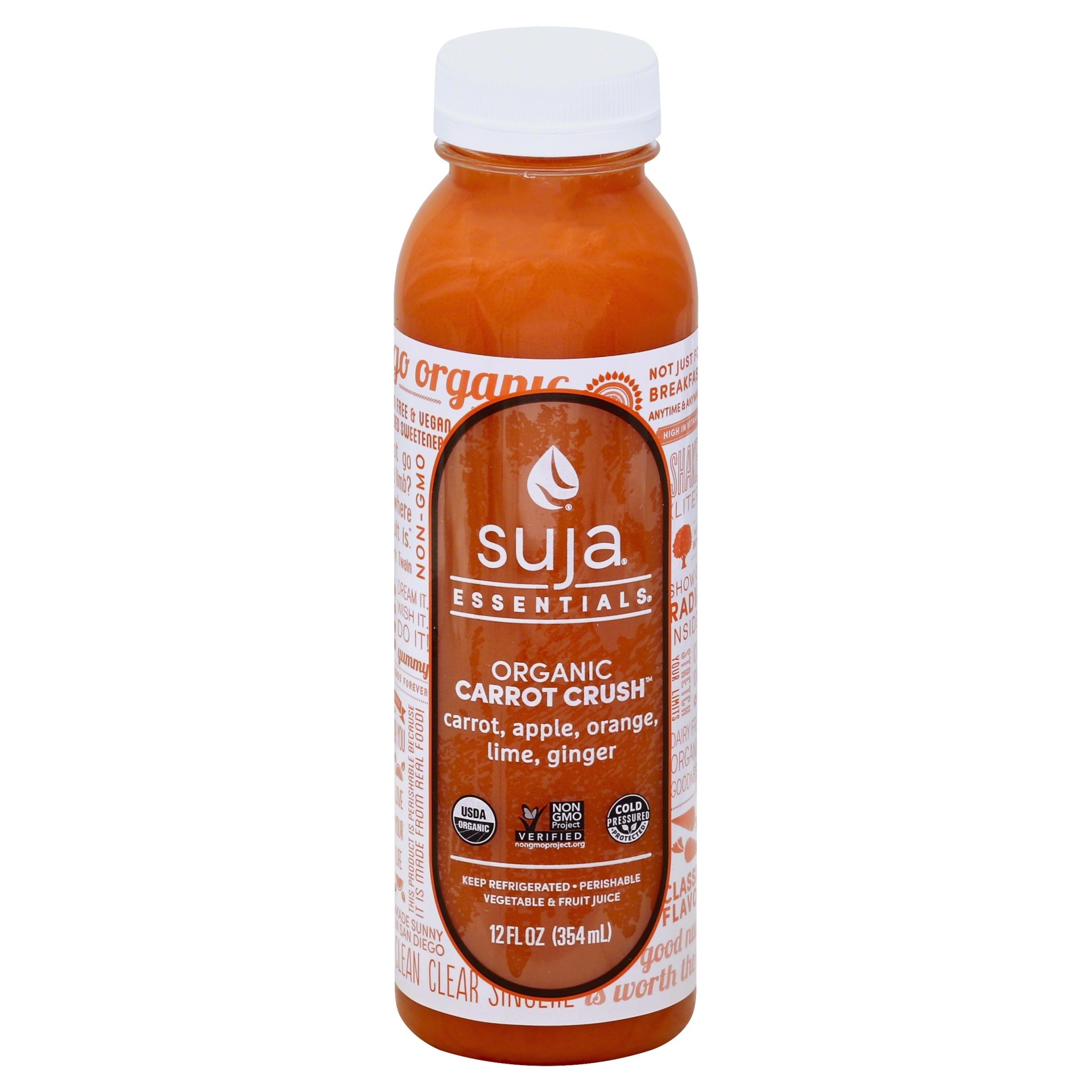 slide 1 of 1, Suja Carrot Crush Organic Fruit & Vegetable Juice 12 Fl. Oz. Bottle, 12 fl oz