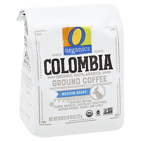 slide 1 of 1, O Organics Coffee Colombia Ground, 26 oz