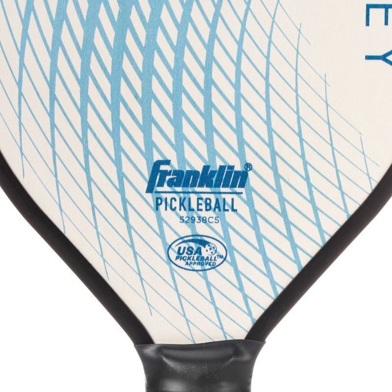 slide 3 of 7, Franklin Sports 2 Player Wood Journey Pickleball Paddle and Ball Set in Mesh Bag - White/Navy: Medium Flex, Traditional Shape, 1 ct