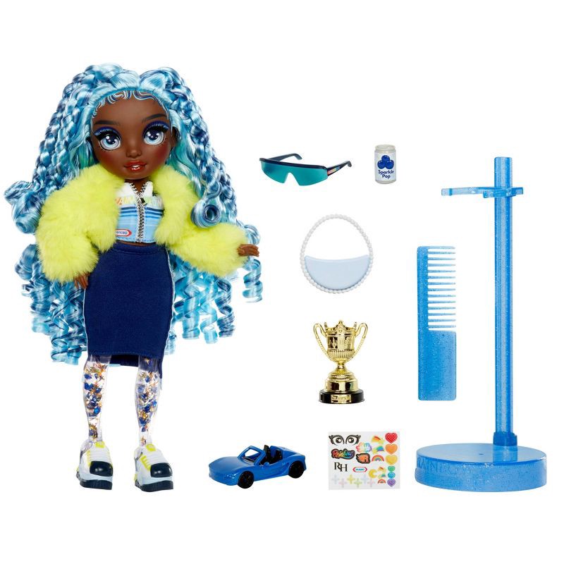 slide 3 of 7, Rainbow High 11" Sparkle & Shine Fashion Doll with Blue Hair/Blue Eye: Articulated Curly-Haired Figure by MGA Entertainment, 1 ct