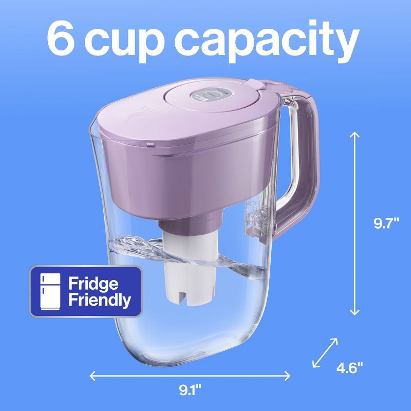 slide 13 of 13, Brita 6-Cup Denali Water Pitcher Dispenser Lilac: Filters Mercury & Chlorine, Hand Wash, 3-Year Warranty, 1 ct