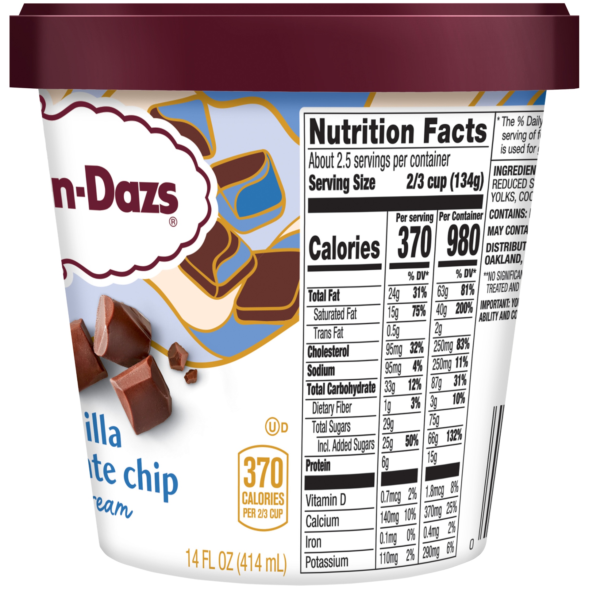 slide 6 of 7, Haagen-Dazs Vanilla Chocolate Chip Ice Cream, 14 fl oz