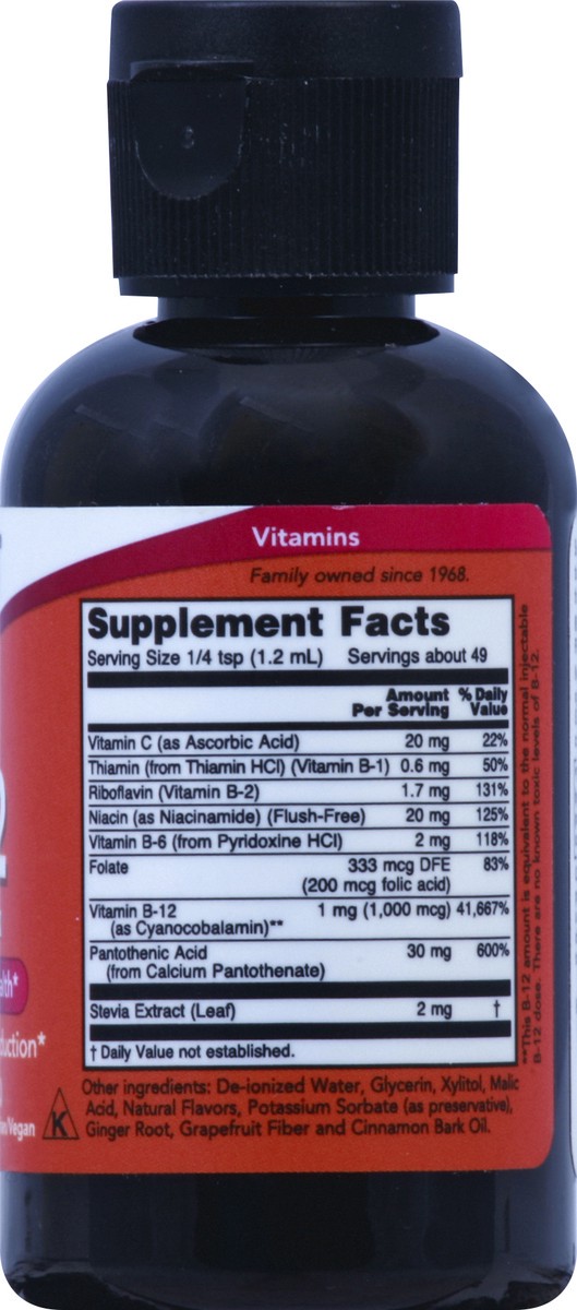 slide 6 of 7, NOW Supplements Vitamin B-12 Complex Liquid - 2 fl. oz., 2 oz