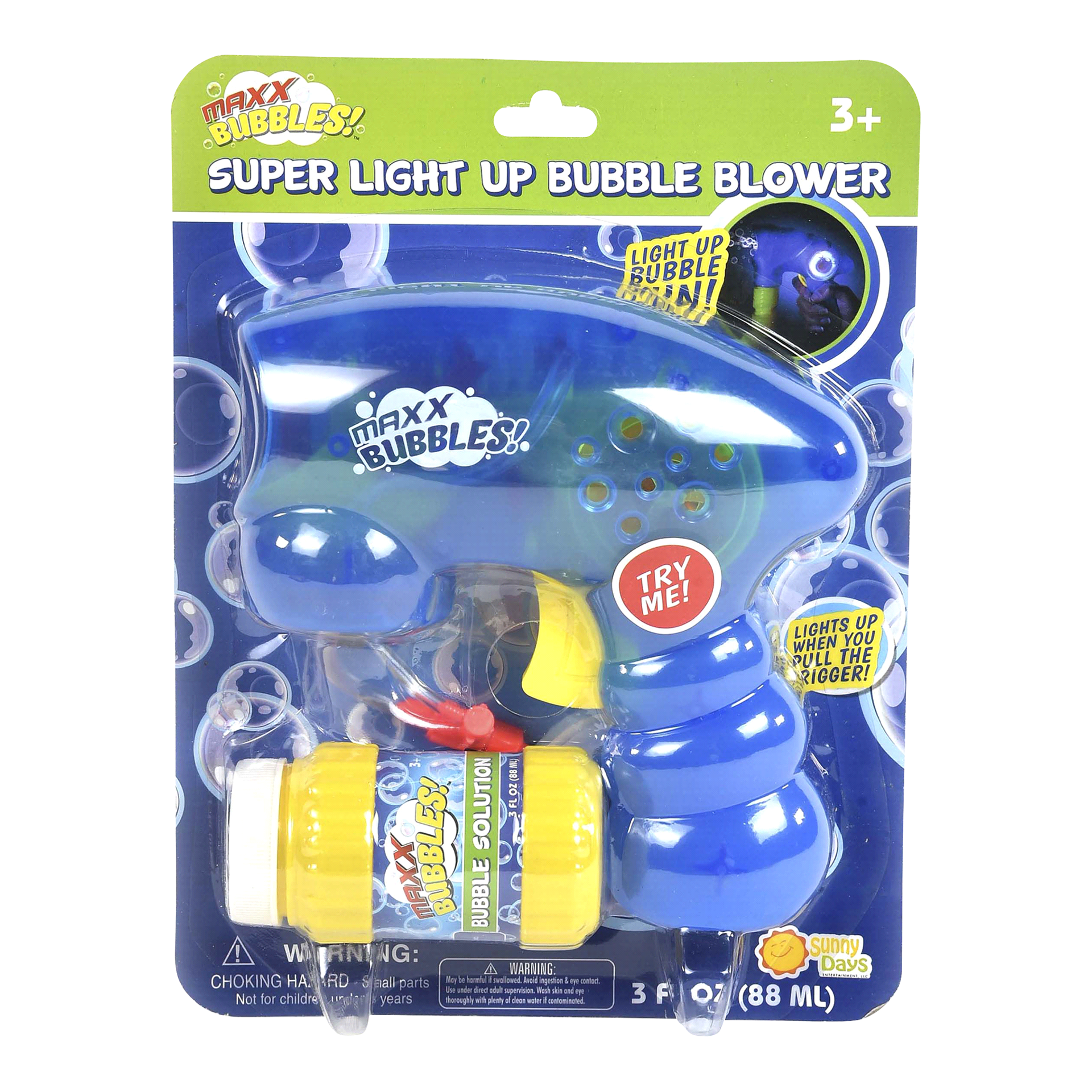 slide 17 of 25, Sunny Days Maxx Bubbles Super Light Up Bubble Blower - Assorted, 3 fl oz