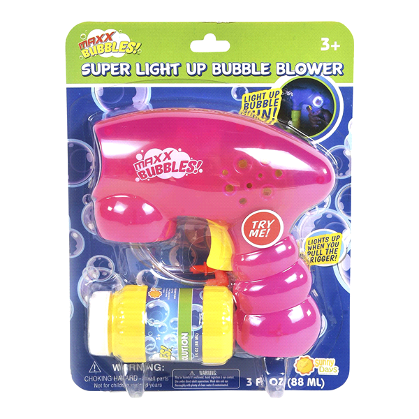 slide 8 of 25, Sunny Days Maxx Bubbles Super Light Up Bubble Blower - Assorted, 3 fl oz