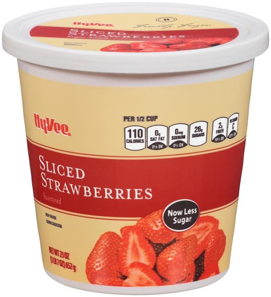 slide 1 of 1, Hy-vee Sweetened Sliced Strawberries, 23 oz