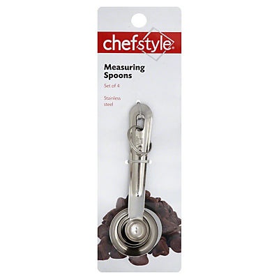 slide 1 of 1, chefstyle Stainless Steel Measuring Spoons, 4 ct