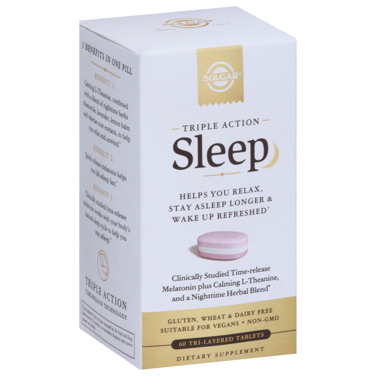 slide 7 of 9, Solgar Triple Action Sleep 60 Tri-Layered Tablets, 60 ct