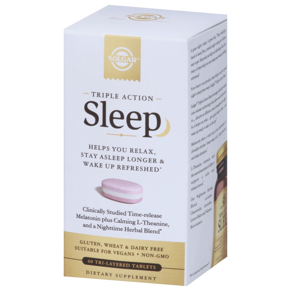 slide 2 of 9, Solgar Triple Action Sleep 60 Tri-Layered Tablets, 60 ct