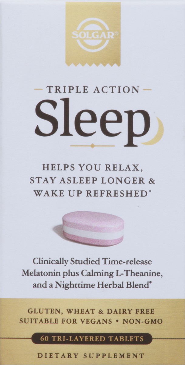 slide 4 of 9, Solgar Triple Action Sleep 60 Tri-Layered Tablets, 60 ct
