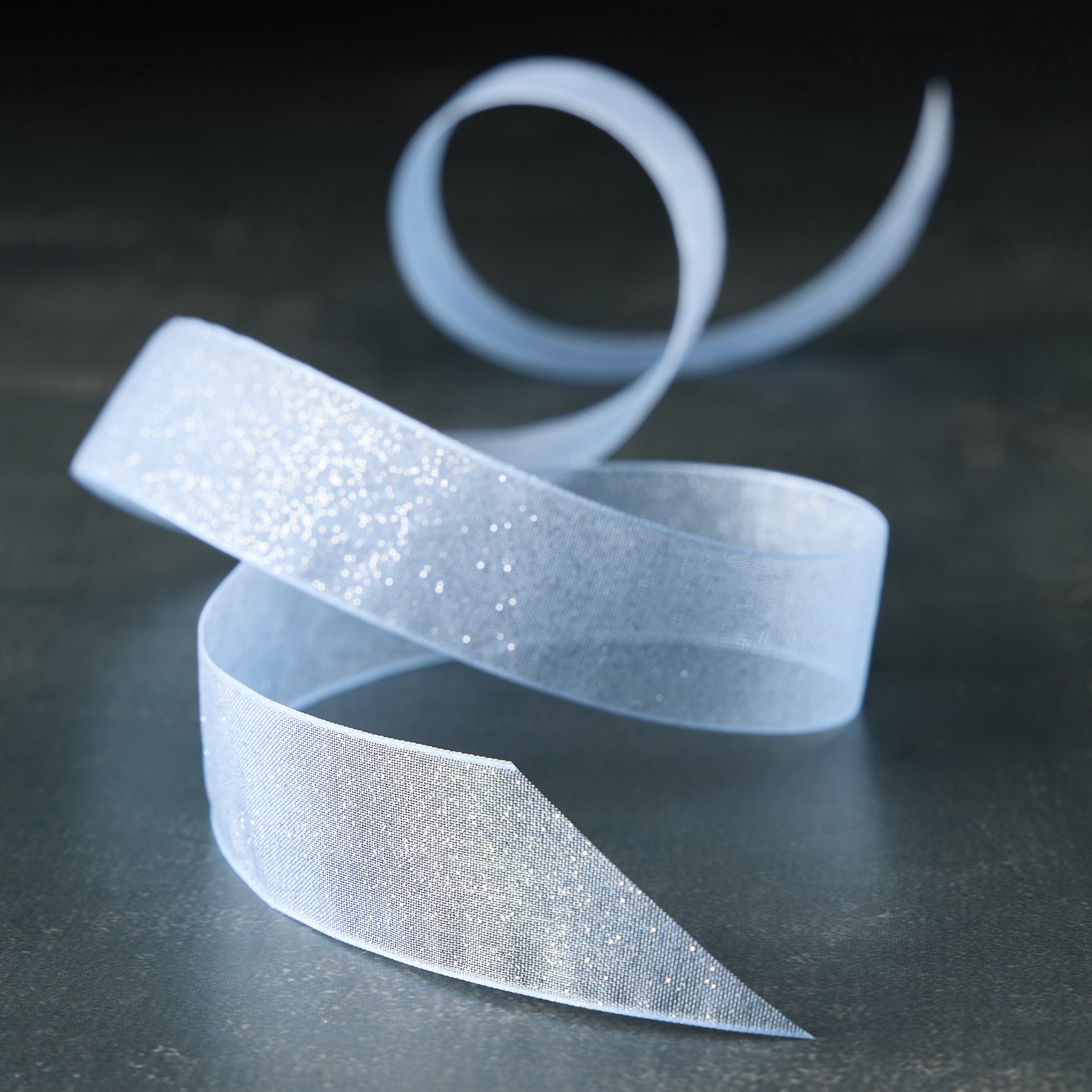 slide 2 of 2, 7/8" X 5yd. Blue Sheer Glitter Ribbon By Celebrate It Classic, 7/8 in x 5 yd