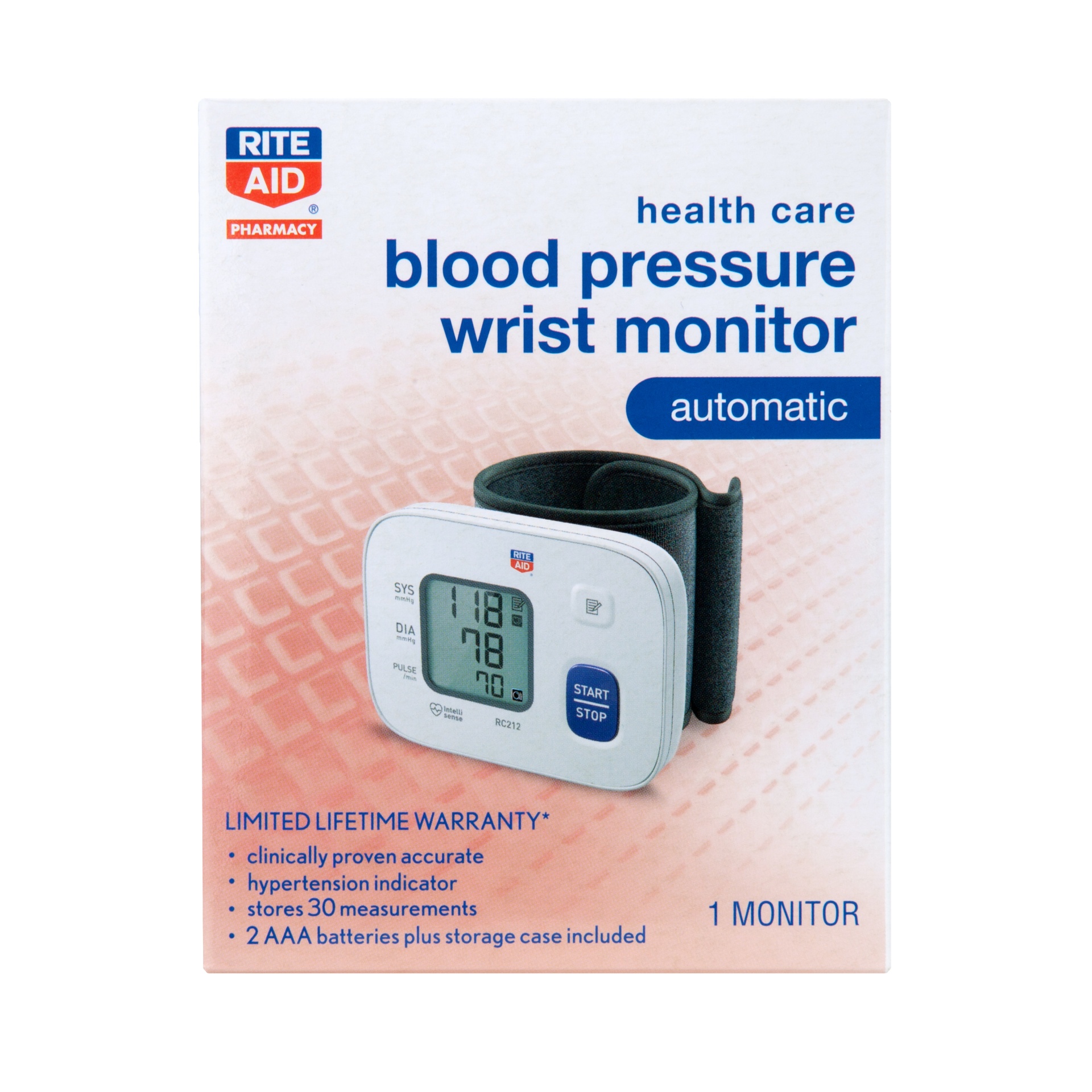 slide 1 of 1, Rite Aid Blood Pressure Wrist Monitor, 1 ct