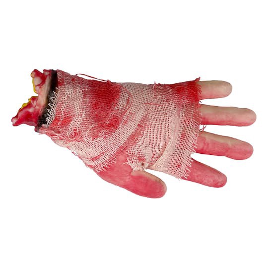 slide 1 of 1, 8.5" Bloody & Bandaged Severed Hand By Ashland, 8.5 in